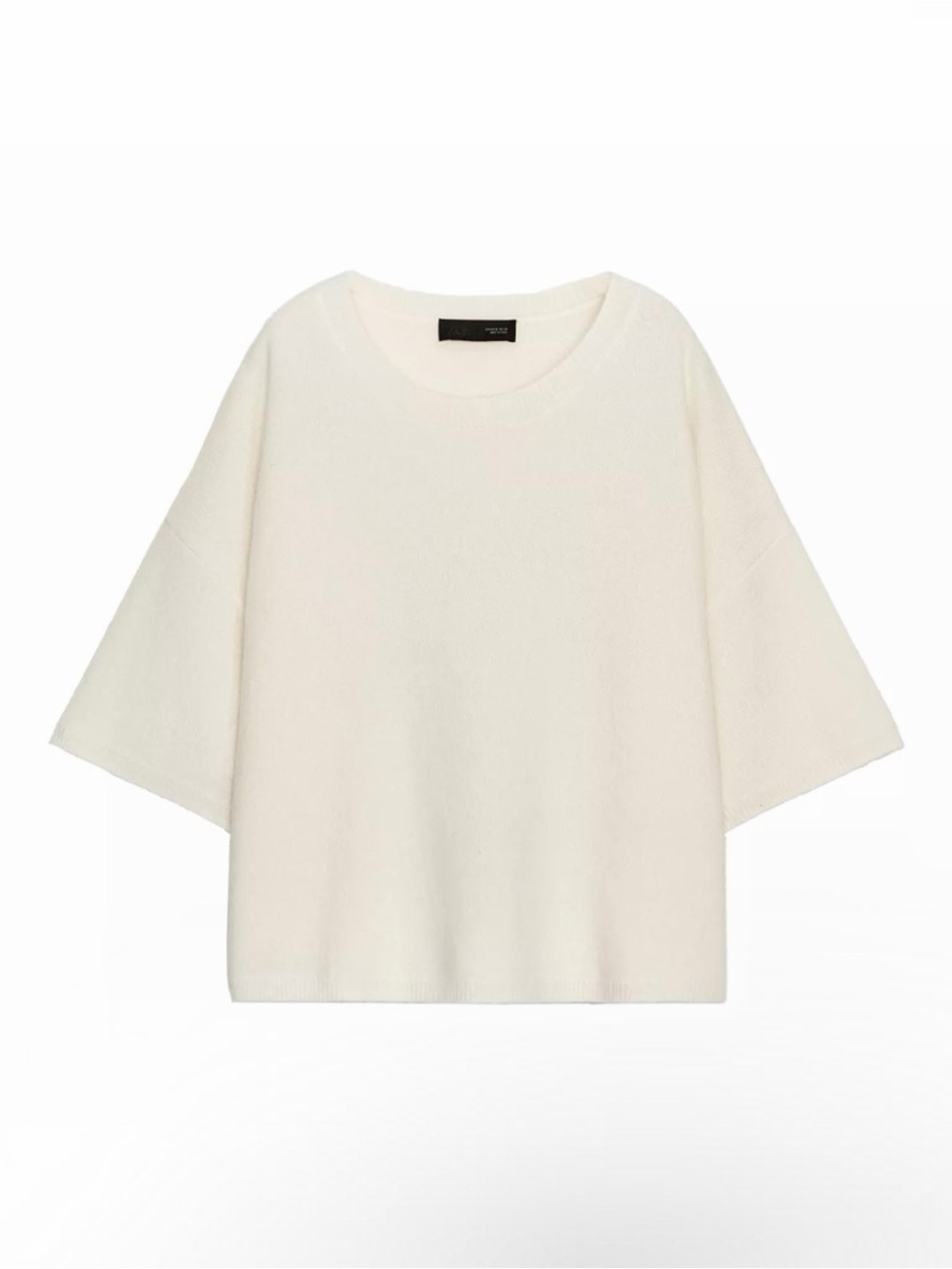 ZARA • 100% Wool Oversized Short Sleeve Sweater in Ecru